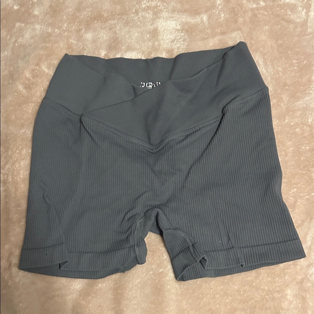 Women's Gray Ribbed Shorts